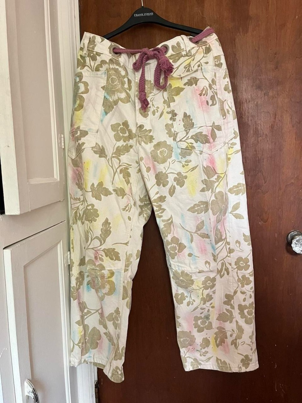 Free people flocked moxie barrel jeans NWOT